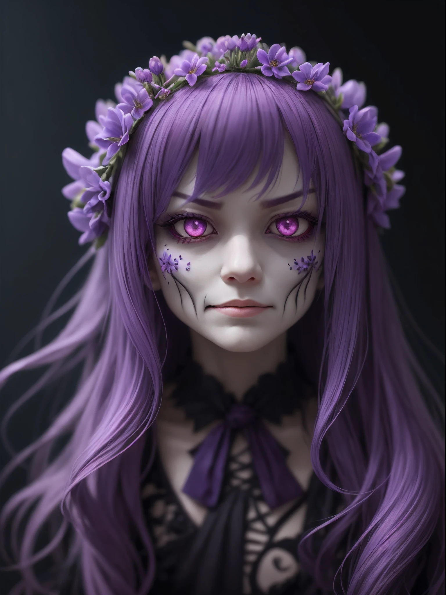 a living scary floral lavender that with menacing features --auto --s2