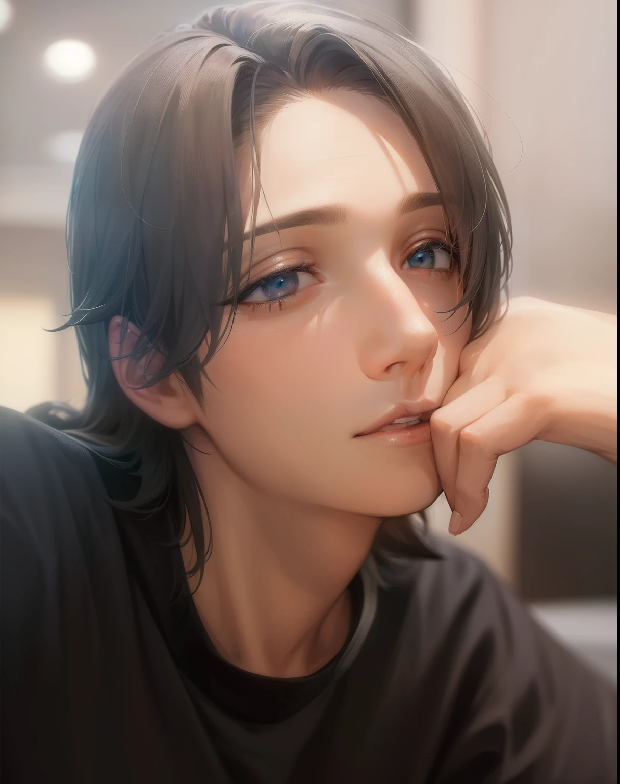 1male, 8k, Quilty Altitude, Realistic, Beautiful realism, outstanding detail, RAW photo, Realistic clothes, realistic hair, Light and cool lighting, realistic photo, Cel shaded, Gel lighting, ultra-detail