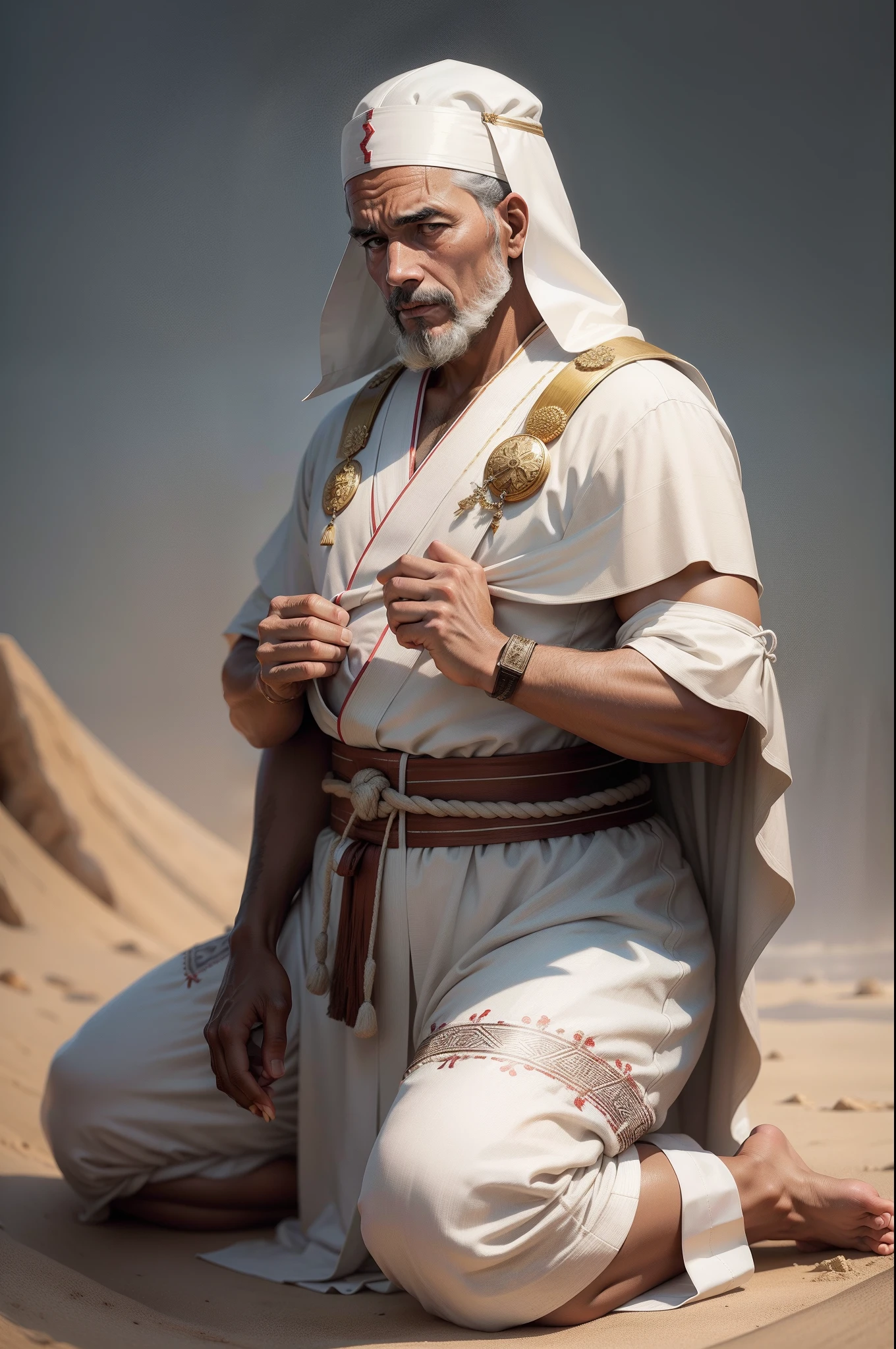 sacerdote samuel, sumo sacerdote, Vestido do sacerdote, Biblical character, deserto, olhando para a cima, Bible, Estilo realista