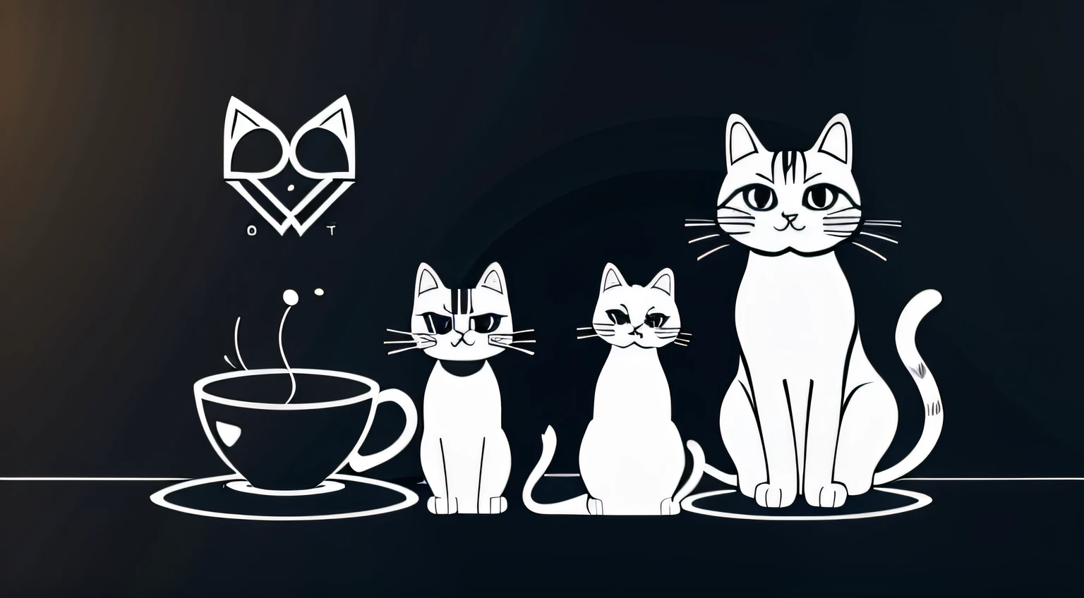 cafes, Logo, vector, line-drawing, Design, inspiration, Straight, symmetry,Cat