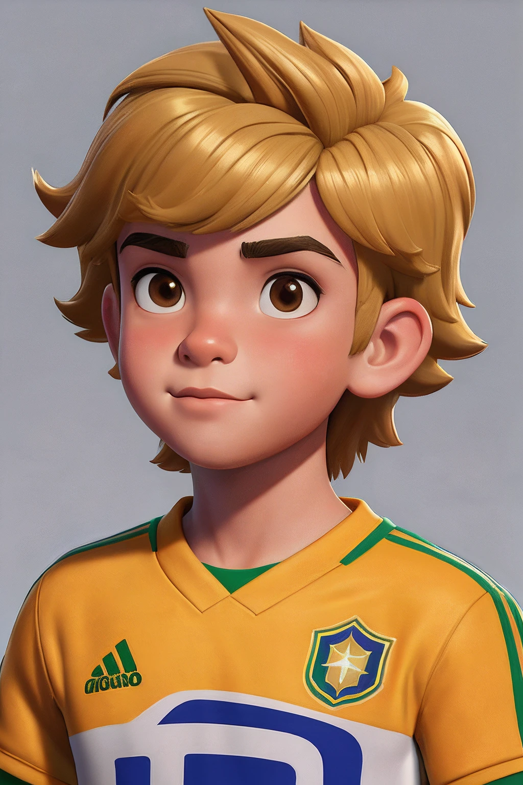 menino de 15 anos, cabelos curtos, shirt of the Brazilian national football team, amarela,em(melhor qualidade: 0,8), Perfect anime illustration, Retrato em close-up extremo de um garoto,desenho animado de um menino com cabelo arrepiado ,(obra prima),Camisa Preta,camiseta preta,pinta no rosto, Retrato digital, pintura digital dos desenhos animados, wikihow illustration, detailed illustration portrait, digital illustration -, matte digital illustration, retrato dos desenhos animados, color digital illustration, Retrato estilizado, Retrato de Arte Digital,(melhor qualidade),(alta qualidade)fundo luminoso