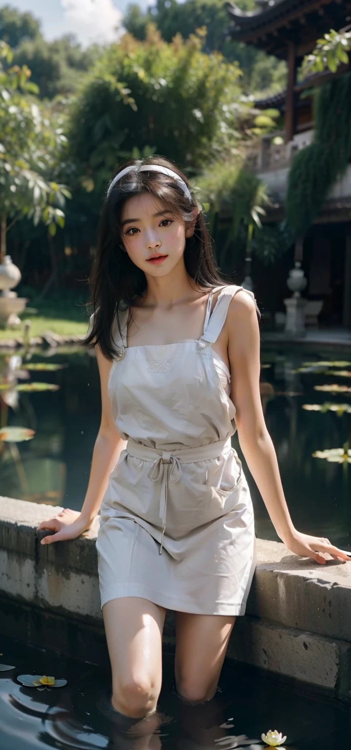1womanl,5years old,Bitgirl,small loli,smallunderboob ,Exposure, 独奏,(Background with:bamboo forrest,lotuses,The lotus flowers,outside of house,lotus pond) She has short black hair,Stand on a stone in the lotus pond,Sweat profusely,Drenched all over the body,Seen from the front, Hair straightening, Mostly cloudy sky,(((tmasterpiece),(Very detailed CG Unity 8K wallpaper),best qualtiy,cinmatic lighting,细致Background with,beatiful detailed eyes,Bright pupils,Black eyes,(Very fine and beautiful),(Beautiful and detailed eyes description),ultra - detailed,tmasterpiece,)),facing at camera,hight resolution,ultra - detailed),Revealing breasts,Genital only, Bulge,legs are open,Raised sexy,Camel toes,flushed complexion,bocchi,frontage,White floral headband,elementary student(Wearing:Sexy Apron,fullnude,with no underpants,)