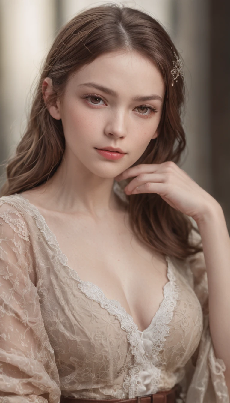 realistisch 、large chest, full body portrait、(fotorealistisch:1.4)、CRU FOTO、Ein、Detaillierte Gesichtsstruktur、--ar 16:9 ,33 jahre , European Girl ,