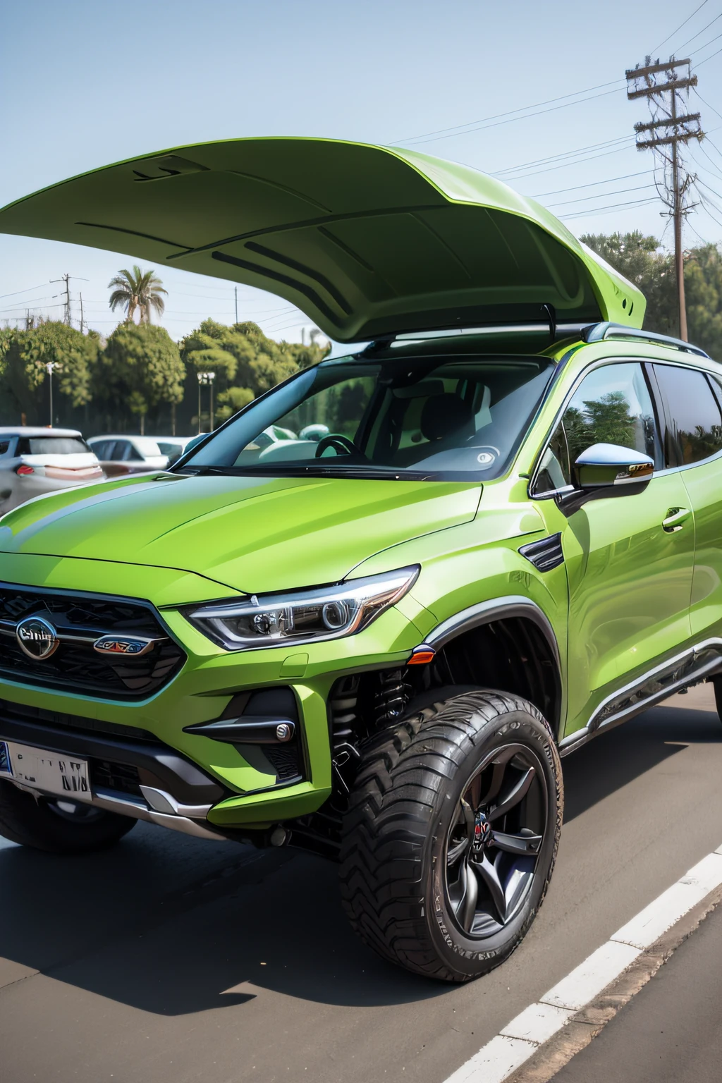 carro futurista verde comversivel