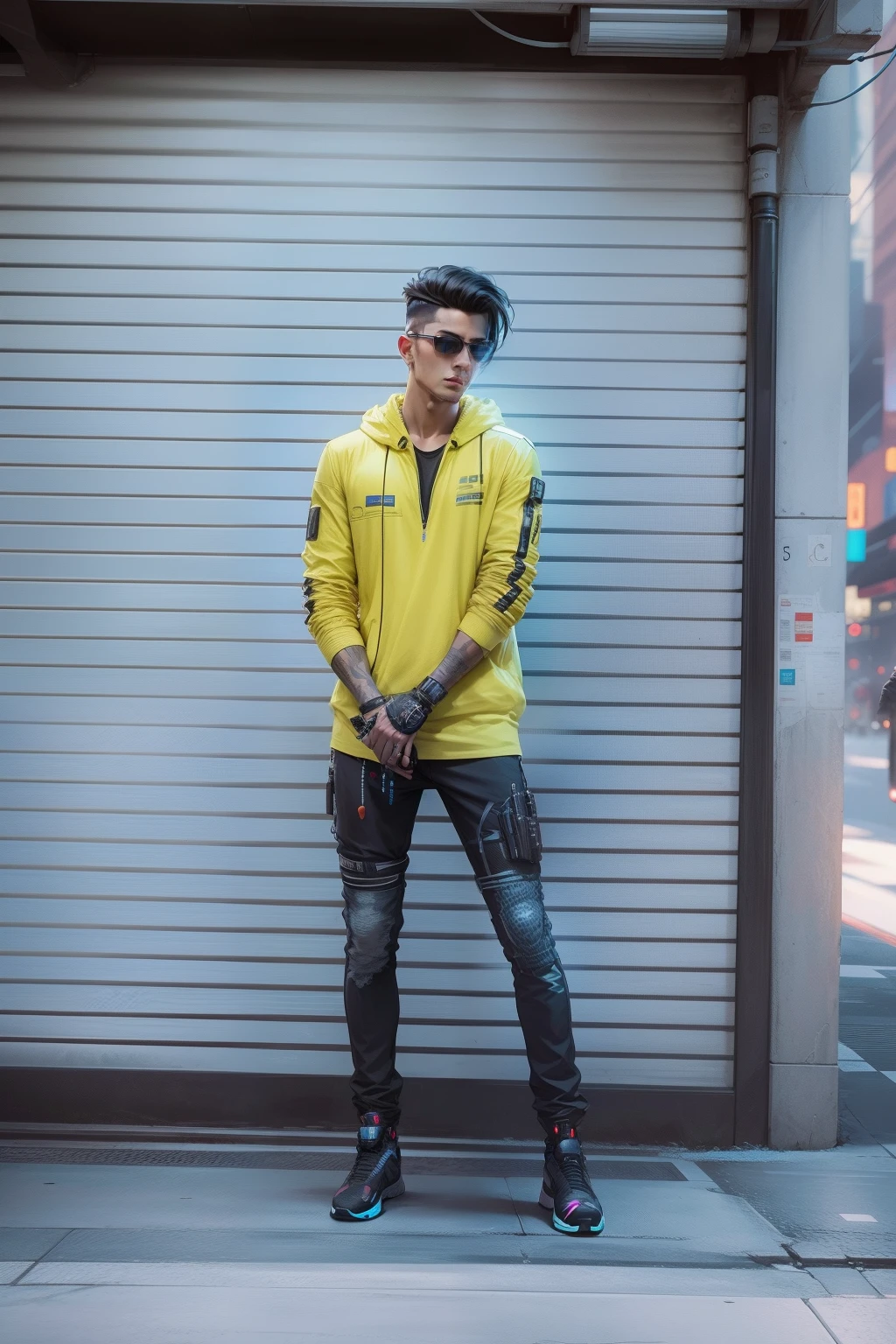 Change background cyberpunk handsome boy.realistic face. 8k ultra realistic.