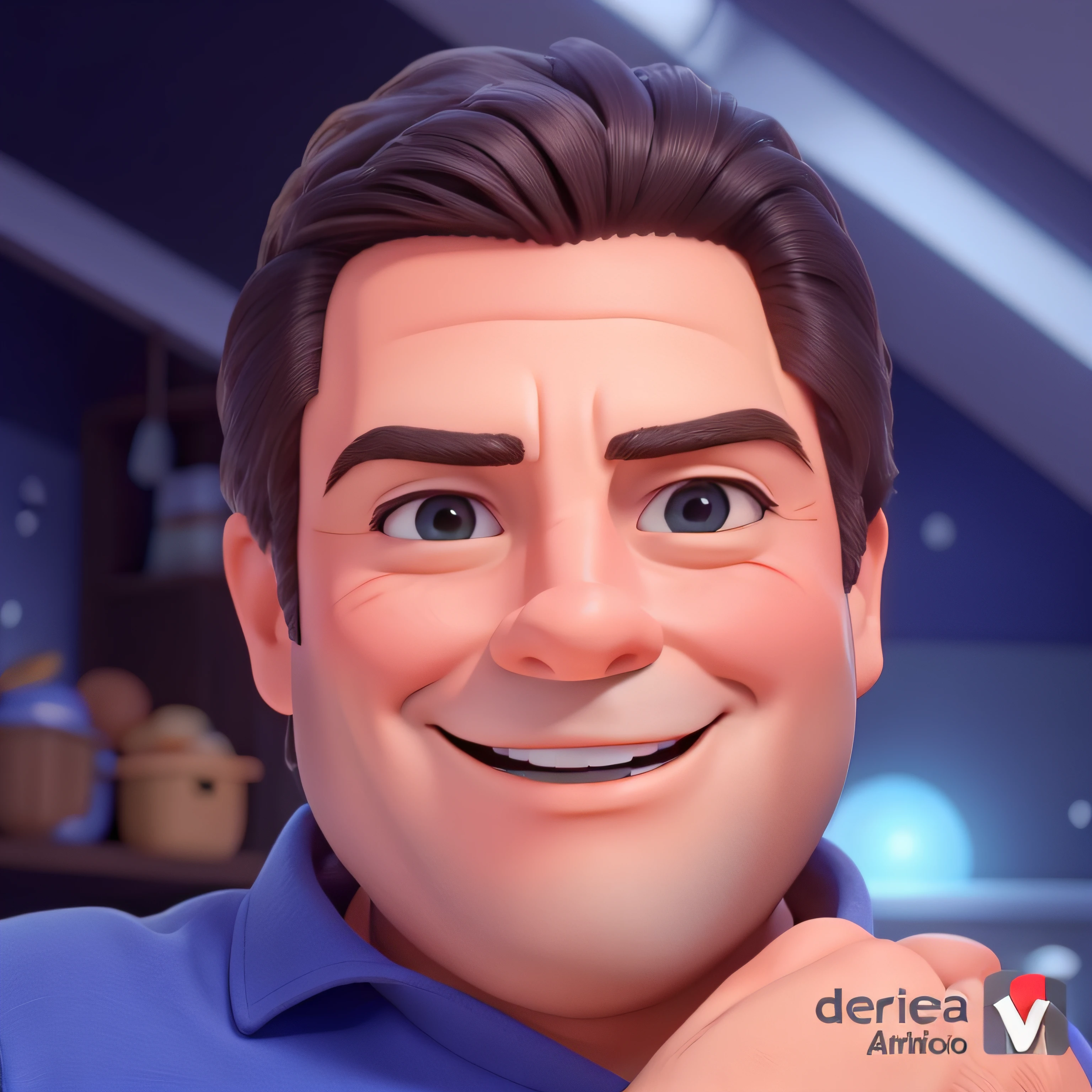 "homem com 35 anos, sorrindo, olhos totalmente abertos, sem bolsas nos olhos, highes definition"