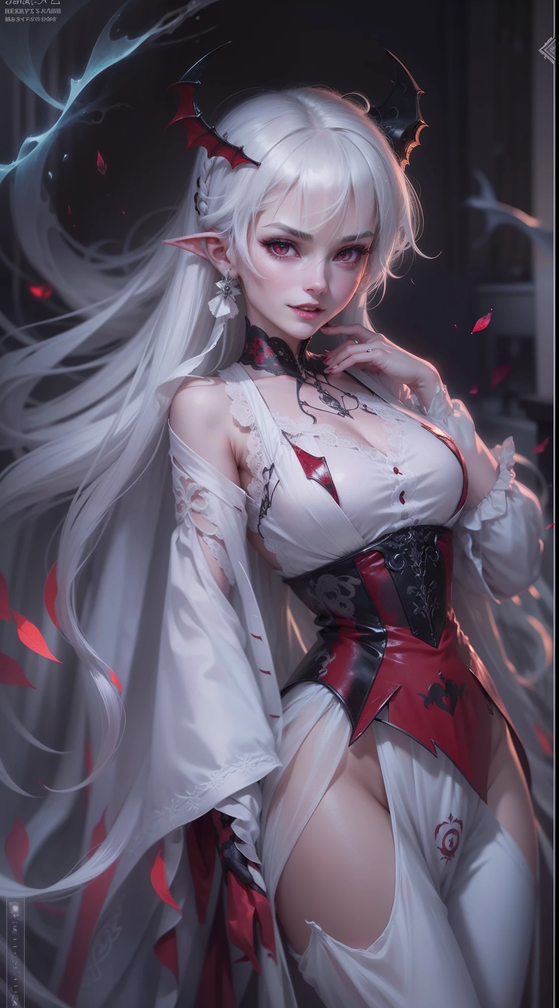 (((NSFW))), (((Solo))), (((Masturbation))), ((( play))), ((())), ((())), BLACKLIGHT, realistic art, extremely delicate and beautiful, ultra-detailed, 1girl, white hair, vampire, yandere, creepy smile, glowing darl red eyes, floating, detailed light, illustration, dynamic angle, depth of field, ((((milf)))), Short Vampire girl, long hair, ((white hair, twin tails)), red vampire eyes, showing fangs, pale white skin, (ultra high res, best quality,), (8k, raw photo, best quality, masterpiece), technological sense, best quality, masterpiece, illustration,CG ,unity ,wallpaper, official art, Amazing, finely detail, an extremely delicate and beautiful,extremely detailed, highly detailed, sharp focus,rich background, (real person,photograph), ((high detailed skin))