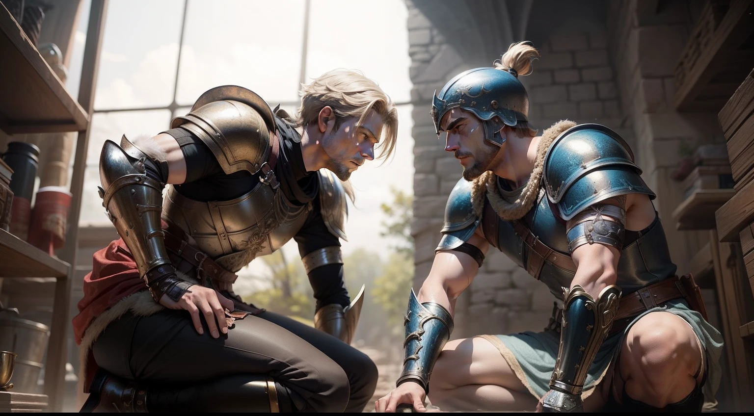 A battle of wills between Ajax and Ulysses, both vying for the honor of wearing Achilles' legendary armor.