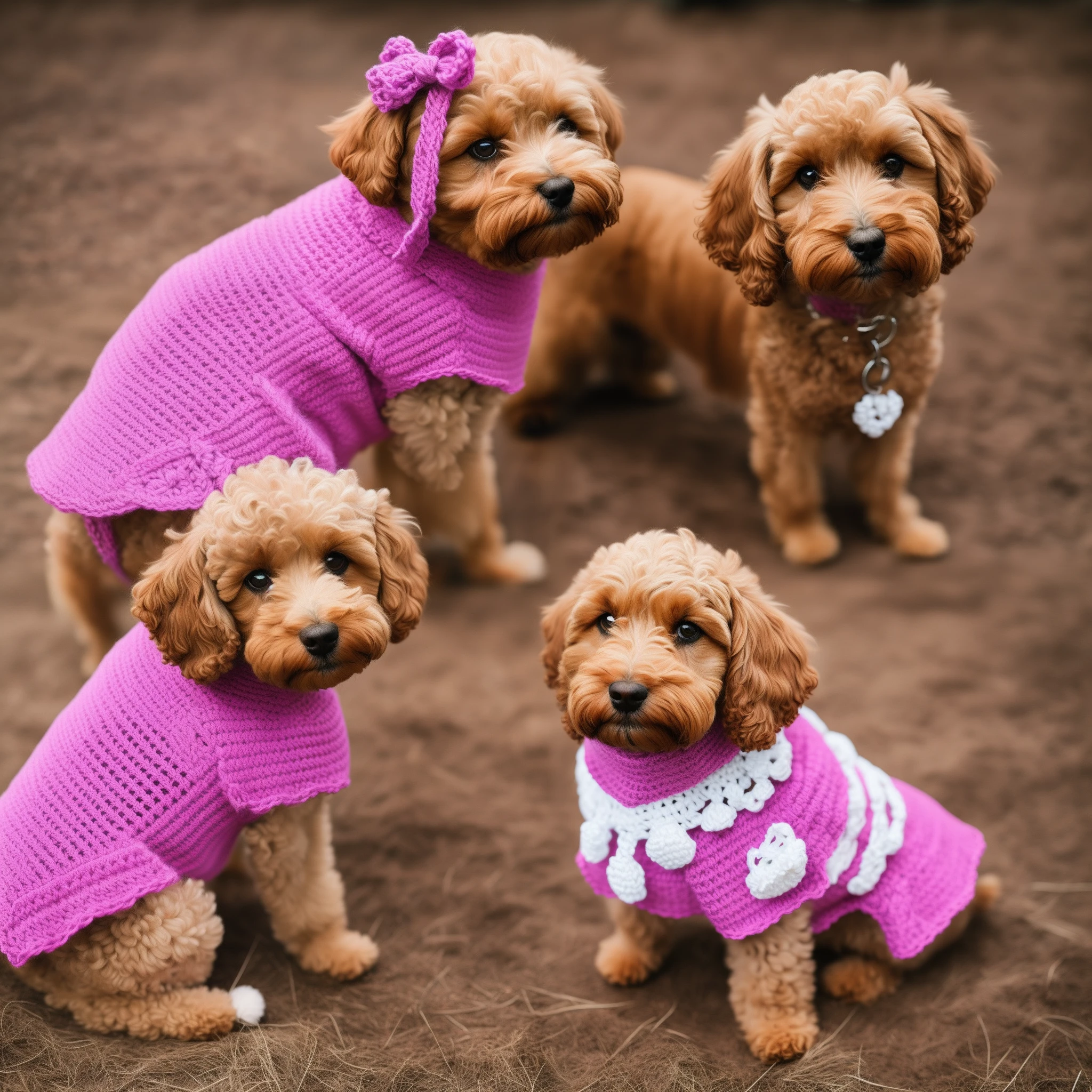 Photo of dog wearing crochet clothes