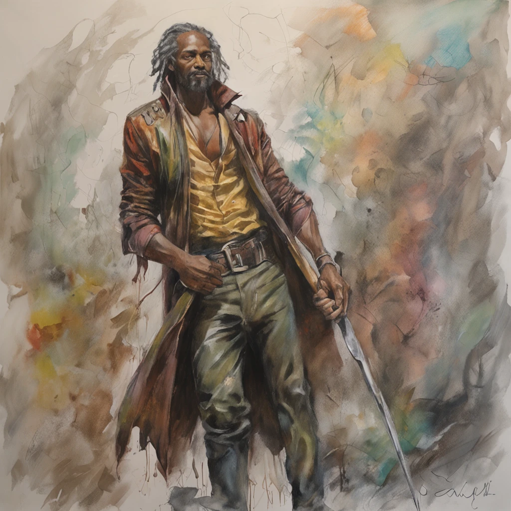 Realistic - Illustration - Pencil Art - Colorful - Anime - Man ((Branco)), senhor do caos, mestre da magia, guerreiro, em pose imponente, with enigmatic look, cabelo preto, medium wearing adventurer's leather clothes, Rustic, The clothes are worn and dirty due to various battles, In the right hand is shining the magical power, ((magia)), ao fundo encontra-se uma vale, com montanhas e floresta no fundo, noite clara com lua cheia.