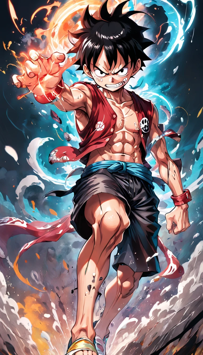 pintura Luffy Gear 5 one piece fidelidade ao altor Luffy, arte abstrata de anime, estilo de arte graffiti, arte do grafite, arte biopunk, Graffiti Arte de Rua, arte vibrante dos desenhos animados, Arte peluda, arte brilhante de alta qualidade, vibrant fan art, arte do anime, nychos art aesthetic, arte detalhada, Arte Hylics, arte rave, fantastic artstyle, arte completa, artistic design