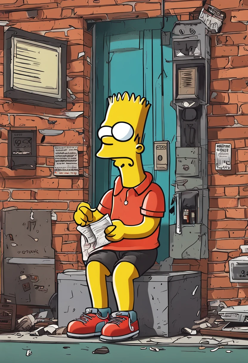 imagine o bart simpson adolescente fumando um cigarro