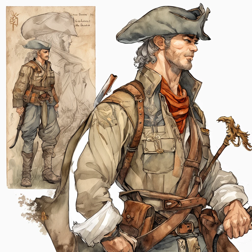 Realistic - Illustration - Pencil Art - Colorful - Anime - Man ((Branco)), ((guerreiro)), senhor do caos, mestre da magia, em pose imponente, with enigmatic look, cabelo preto curto corte de cabelo estilo militar, vestindo roupas de couro de aventureiro, Rustic, The clothes are worn and dirty due to various battles, In the right hand is shining the magical power, ((magia)), ao fundo encontra-se uma vale, com montanhas e floresta no fundo, noite clara com lua cheia.