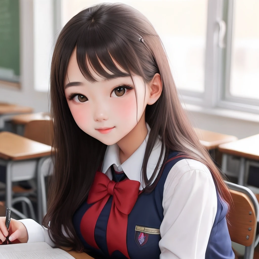 While in the classroom，The girl sitting next to you peeps at you from time to time，Scene diagram that seems to have a good impression of you。