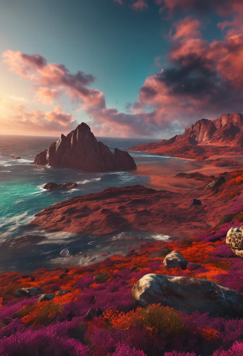 Planet with sea and earth