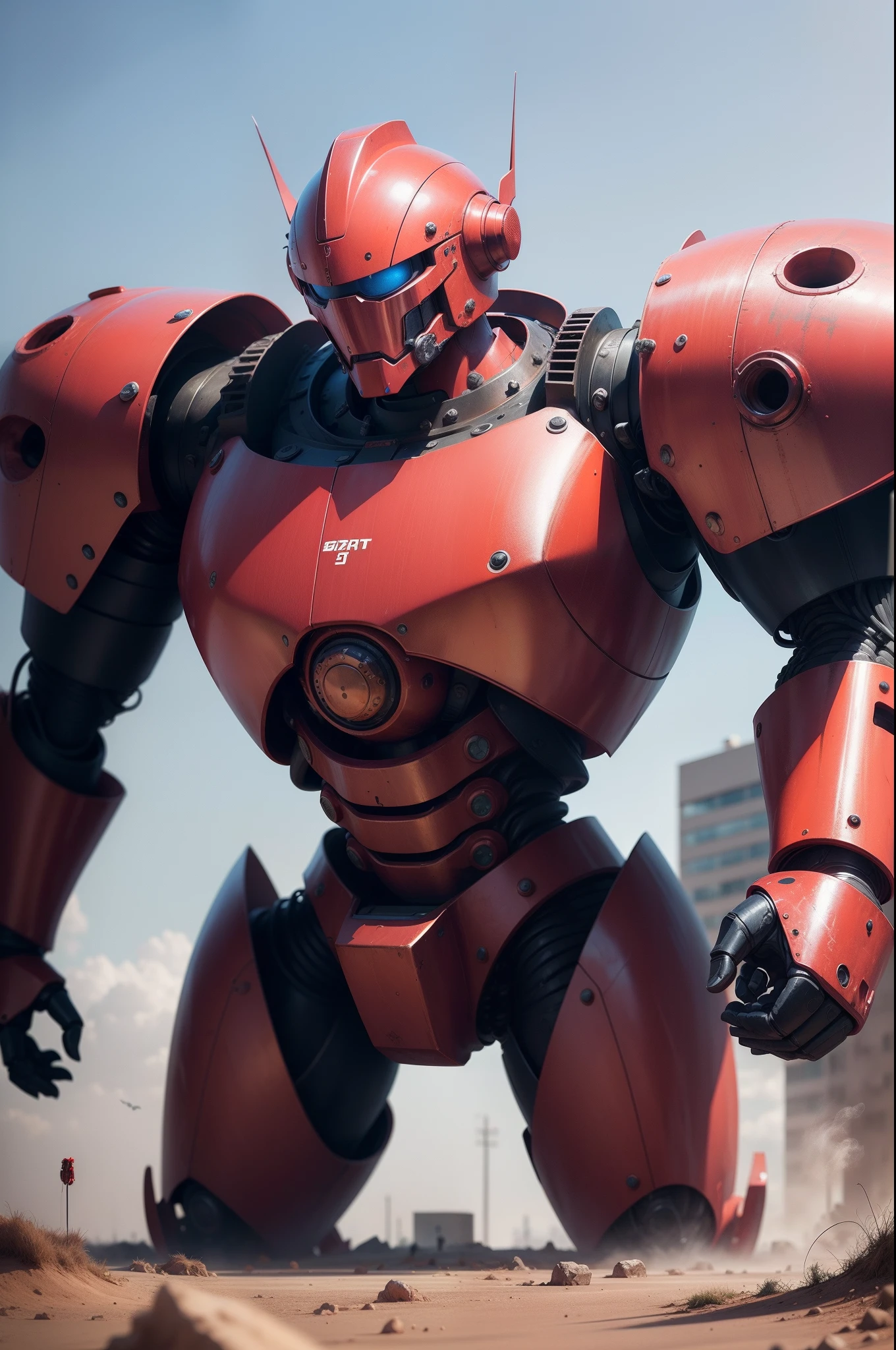 Giant red metal robot