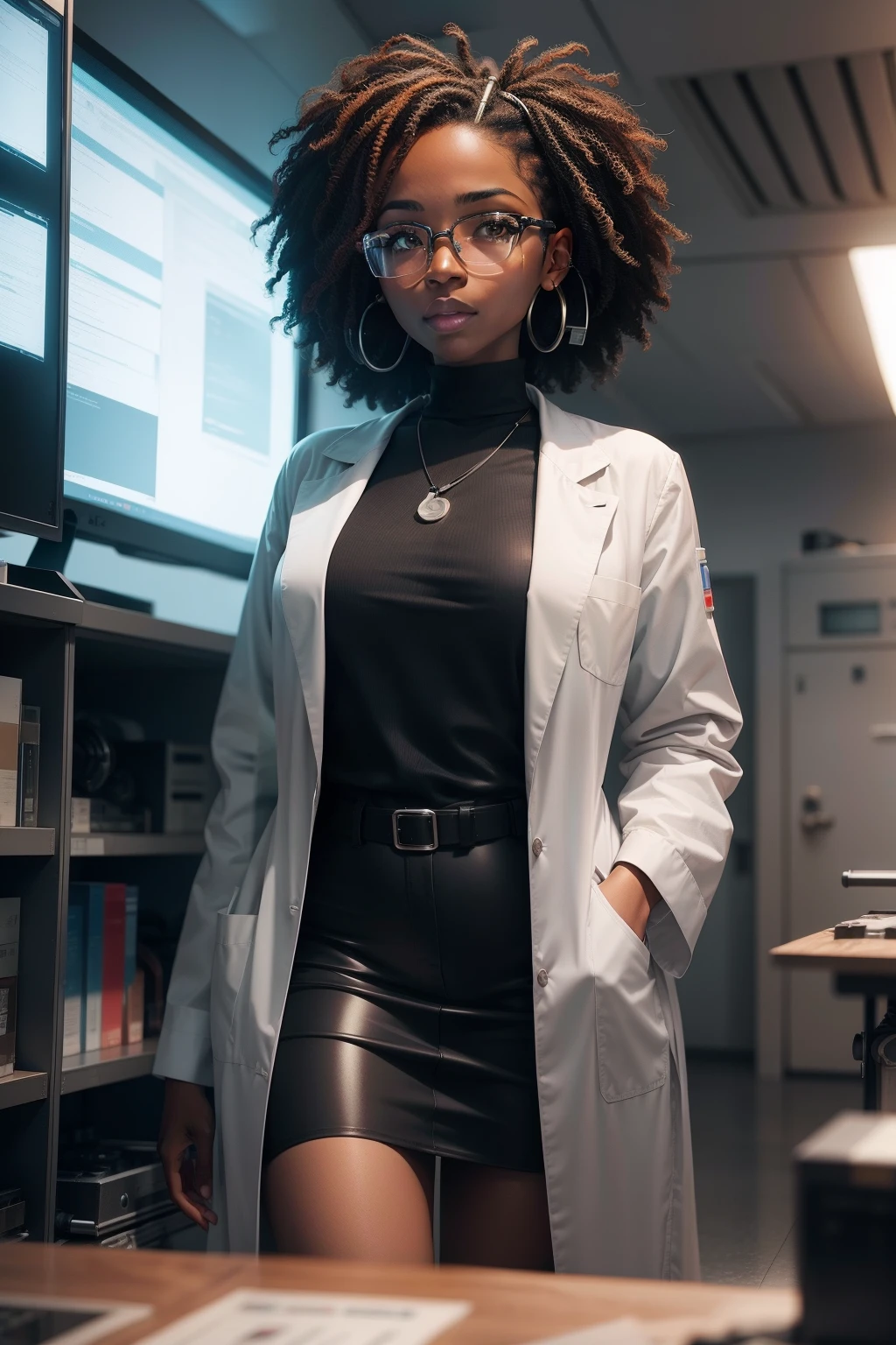 Doctor Mia is a black scientist who works in a lab building a robot