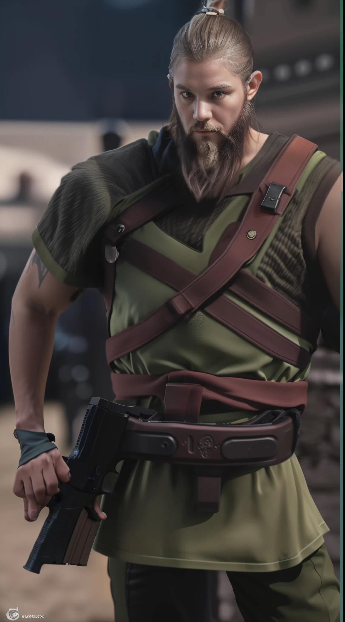 Viking usando uma glock UHD,8K,Sharpness