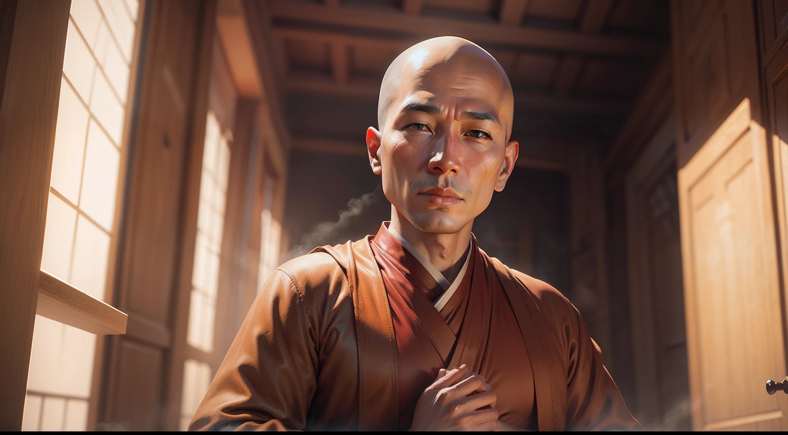 create realistic image of a buddhist monk
