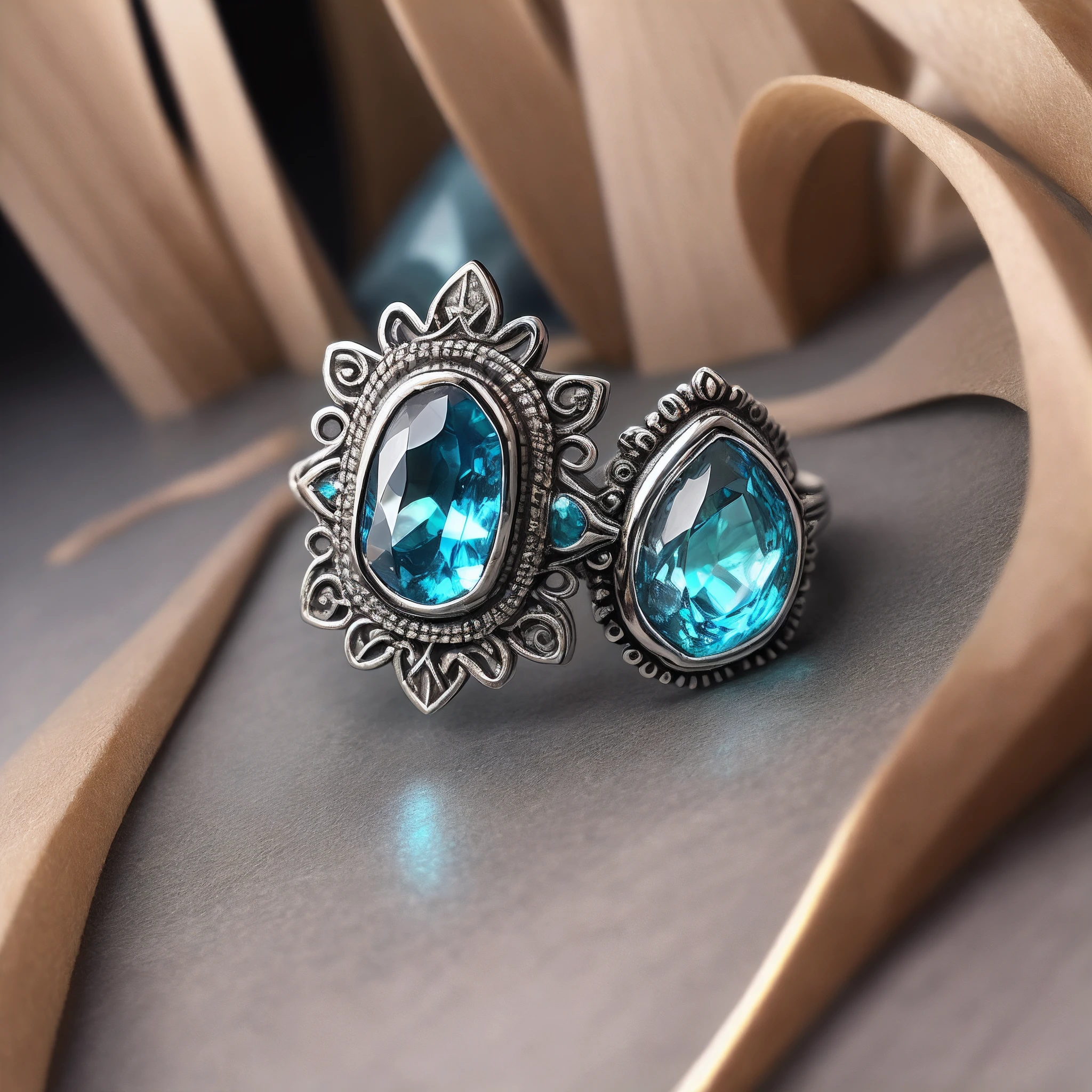 A ring with a sense of design blue gemstones