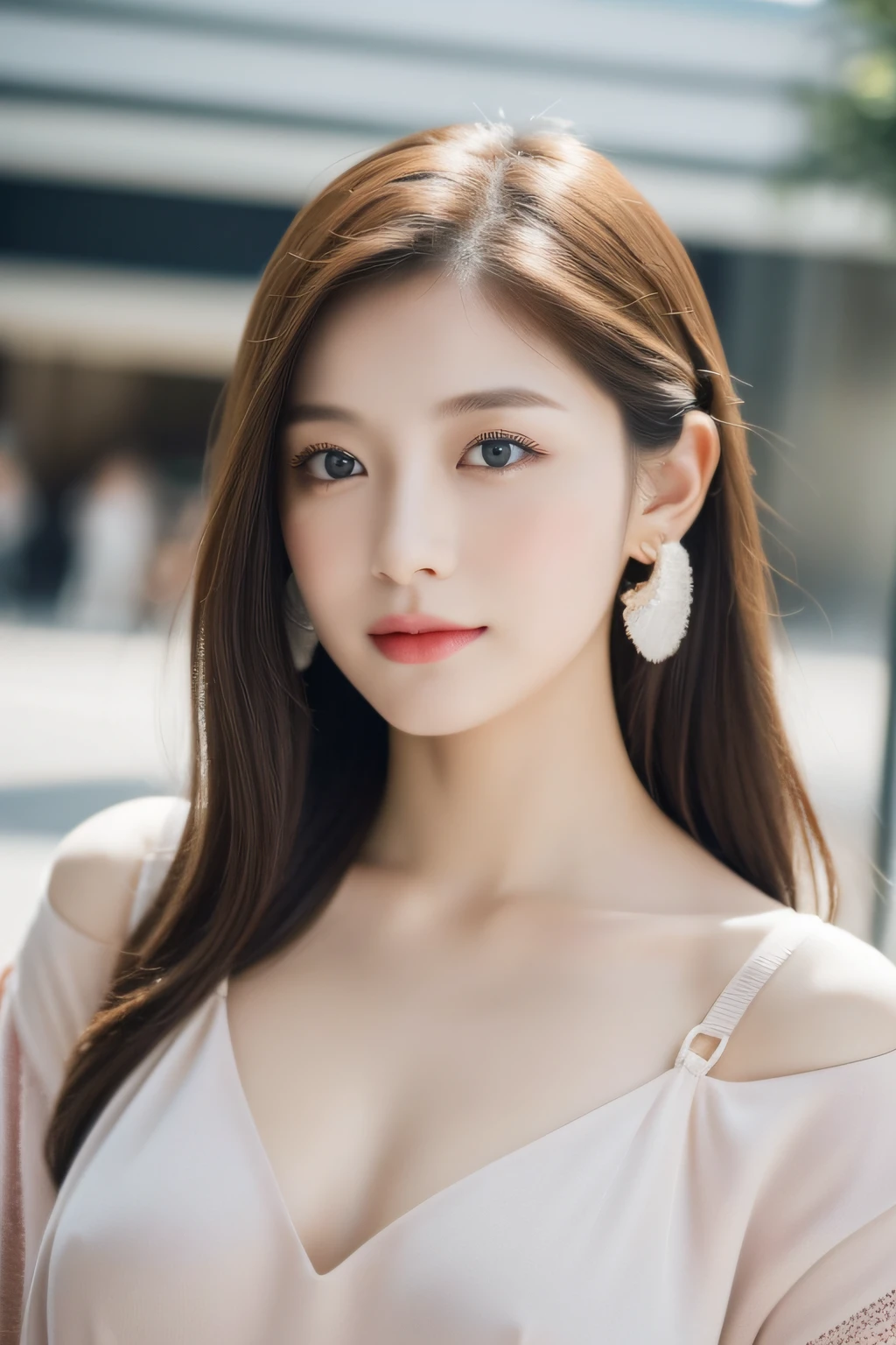 (((8Very high resolution in K, high detailing, highly accurate, masutepiece))),Photography & realistic atmosphere,shinny skin,Beautiful skin,fine-grained white skin,Detailed face,Detailed eyes、green colored eyes,Very pretty eyes,sparkly eyes,Detailed lips、Very beautiful face,、Real Face,shiny beautiful lips,Glossy lips,Beautiful eyebrows,Urban background、The ultimate makeup close to no makeup,The best natural makeup for professional fashion models(((8K,very high res, high detailing, High Definition, masutepiece))),Japan idle,韓国アイドル,Very beautiful woman,Very beautiful girl,Very shapely medium-breasted,、Ornaments that match beautiful fashion(((high-detail,high detal,masterpiece,Casual ornaments,Breathlets, piercings,))),Adornments designed to the smallest detail,,Summer Casual Fashion,Photograph the whole body,Very beautiful 17 year old Japan woman,,Colorful fashion with a beautiful silhouette that sticks to design,Colorful fashion made with attention to detail,,Beautiful colorful clothes,Beautiful Heel Sandals,Shiny very beautiful pink ash brown hair,Stylish and very beautiful,Teary-eyed,Gentle smile,watching at viewers, Beautiful but a little innocent,natural soft light,(((photorealisim))),Reality Live Action,Nail art and beautiful nails,Beautiful legs、beauty legs,Beautiful standing figure,fully body photo,turned around,超A high resolution、A masterpiece of high detail,Face,Natural realistic face,Natural light of the city,Casual coordination