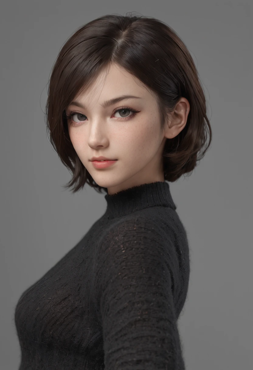 nijima makoto,persona5,without clothes,nude,(masterpiece:1.3), (8k, photorealistic, RAW photo, best quality: 1.4), (1girl), beautiful face, (realistic face), (black hair, short hair:1.3), beautiful hairstyle, realistic eyes, beautiful detailed eyes, (realistic skin), beautiful skin, (sweater), absurdres, attractive, ultra high res, ultra realistic, highly detailed, golden ratio