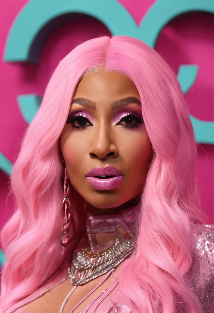 Nicki minaj on broadway with the words PAINT THE TOWN RED above her