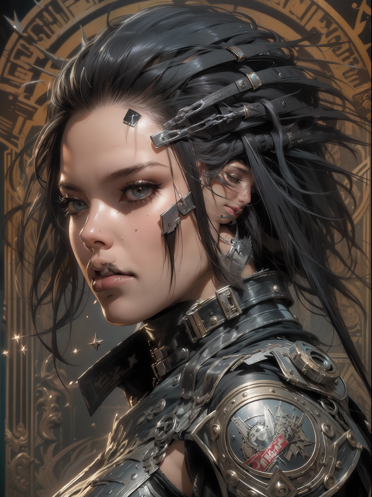 ((space, Distant stars), (Fantastic image, very beautiful - space girl), (1 girl; 1.3), (Face. figure))). ((Graceful forms. Graceful girl). (high quality), (stylization - animation, realism). (Dark cool colors mixed with warm shades). (angel girl), (photorealistic, Cinematic picture), (high detail, complete black hole, 8K. dynamic expressive image)). ((Very detailed eyes and face))), Beautiful detailed eyes. masterpiece, Best quality, full length portrait, amazing beauty, dynamic pose, нежное Face, and bright eyes)). ((She wears transparent, semi-sheer dress, emphasizing a slim figure). (She&#39;s an angel, descended into the underworld. She&#39;s a savior, light in the dark kingdom, radiating a soft glow. High detail, Other worlds, light of distant stars), (detail, high quality), (Muffled light, dark environments - the spooky cinematic setting is great)). ((Girl with white skin, realistic detailed skin, clear focus, volumetric mist near the floor, 8K, UHD, SLR camera, high quality, granularity. photorealism, lomography, fantastic dark art, Utopian reality)). ((готическое Face, gothic horror atmosphere, зловещая gothic aesthetics), (gothic art style, creepy gothic portrait, dark fantasy, mixed with realism, gothic aesthetics)).((Realistic black leather)).