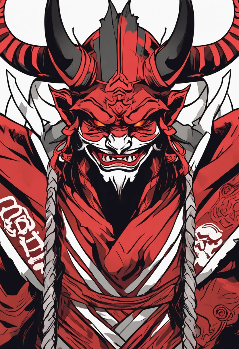 A closeup of a cartoon character with a demon face, Demon Samurai, villain wearing a red oni mask, demon samurai warrior, samurai with demon mask, eles chifres, cara belesto na arte demon slayer, Samurai Neon, Belesto Japanese demon boy, demon samurai mask, Estilo de arte de Demon Slayer, mask them, Retrato de Onmyoji, arte detalhada Onmyoji, eles