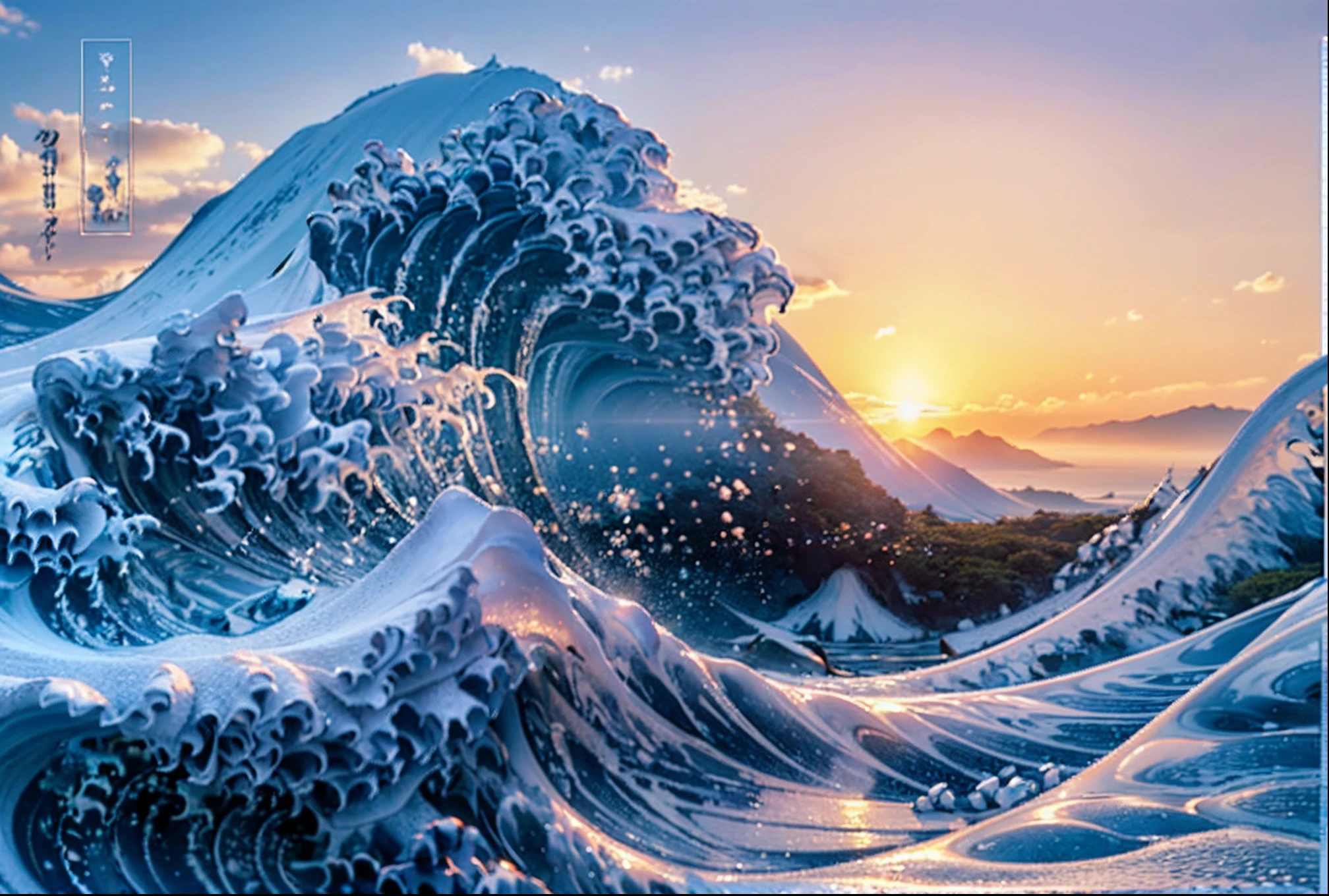 (RAW photos, highest quality), (Realistic, Photorealistic: 1.3), masterpiece, very delicate and beautiful, very elaborate, CG, Unity, 2K wallpapers, wonderful, fine, very elaborate CG Unity 8K wallpapers, huge file size, ultra high definition, high resolution, realistic sea waves, realistic sea, boat, realistic Mount Fuji towering in the distance, octane rendering, 8KUltra sharp, very complex details, realistic light, professional lighting, daytime, sunshine, bright screen, sunny sky