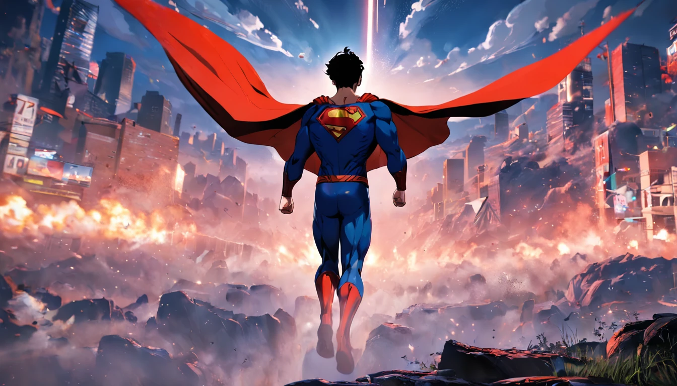 um jogo do superman do ps5, 3d, 4k, realista