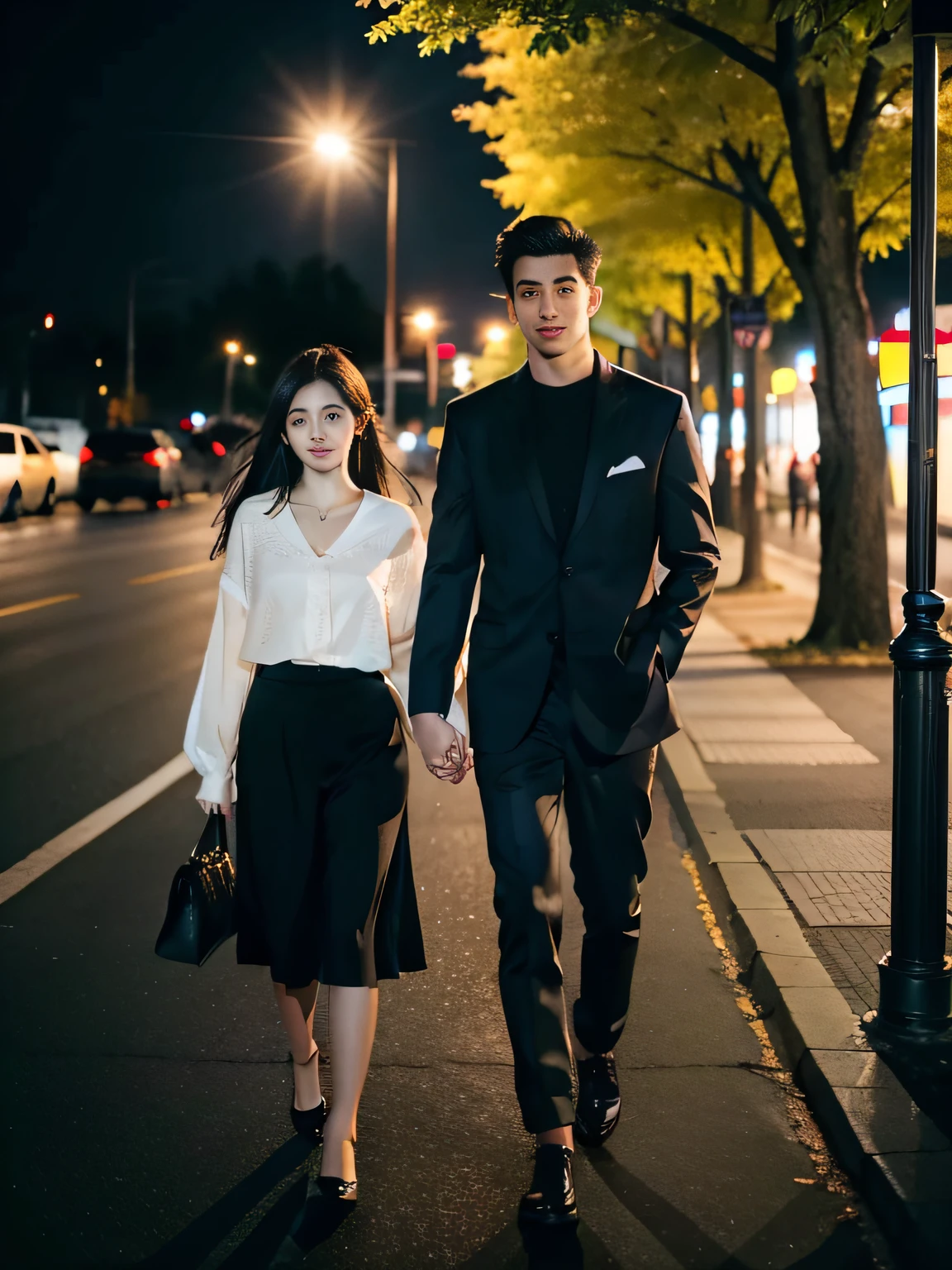 HighestQuali,Handsome boy,Beautiful girls,take hand,taking a walk,eventide