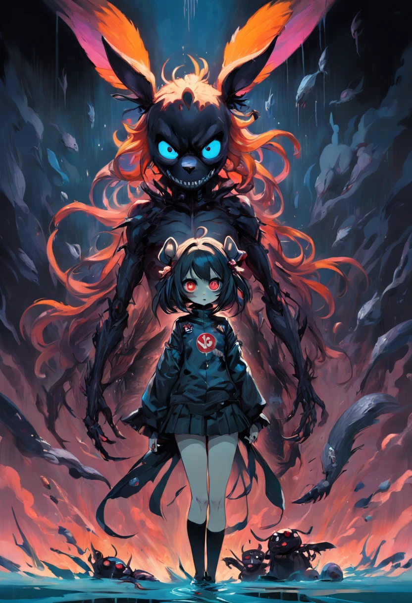 Five nights at Freddy's. FNAF. animatronique. In the style of Adrian Ghenie, Esao Andrews, Jenny Saville, Edward Hopper, surrealism, Dark Art par James Jean, Takato Yamamoto, Minimalisme inkpunk. Dans le style de Tim Burton. Dans le style de Sewerslvt.