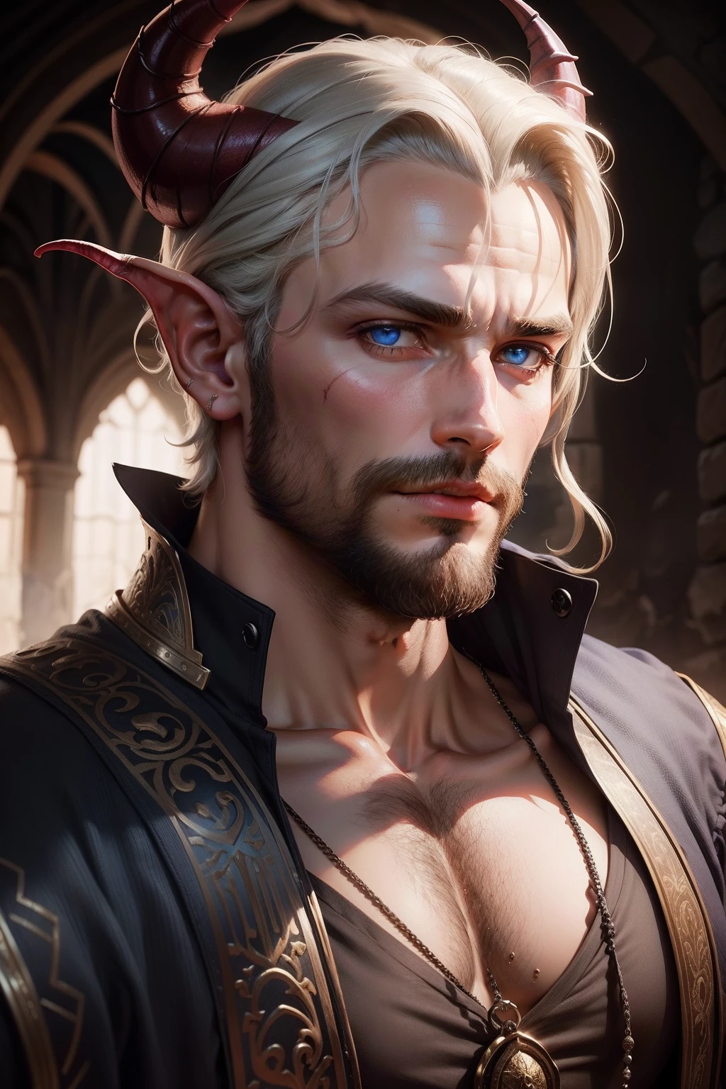 a male cleric with a worn,somewhat dirty and tired but attractive robe, detailed face,en un pasto,high-quality,realistic,cinematic lighting,warm tones,masterpiece,(best quality,4k,8k,highres,masterpiece:1.2),ultra-detailed,(realistic,photorealistic,photo-realistic:1.37),detailed eyes,detailed lips,extremely detailed face,longeyelashes,intricate details,volumetric lighting,dramatic shadows,natural colors,muted tones,soft focus,concept art