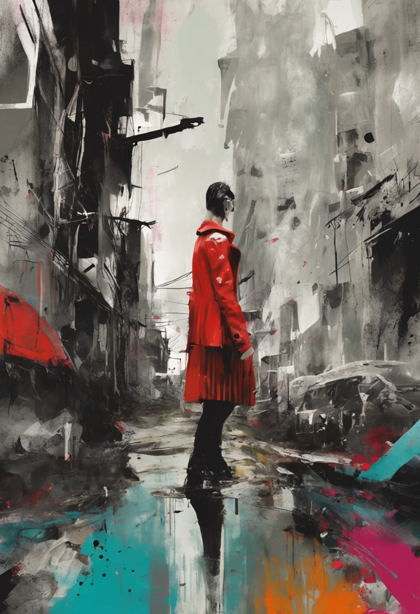 Tears. In the style of Adrian Ghenie. Dans le style de Tim Burton. Dans le style de Sewerslvt.