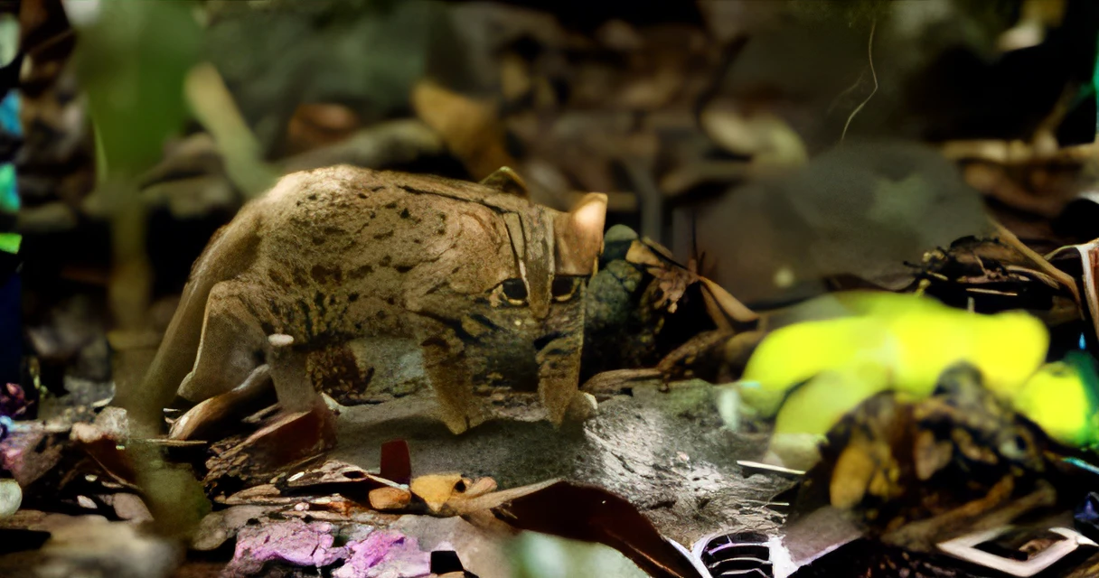 There is a cat walking in the leaves in the forest, Cat in the forest, margay, tabaxi male, neferpitou, tabaxi, National Geographic Footage, Sand Cat, catss, Someone, ( visually stunning, ohwx, Still from Nature Documentary, Cutest, Cat, prowling through the forest, warrior cats, catss