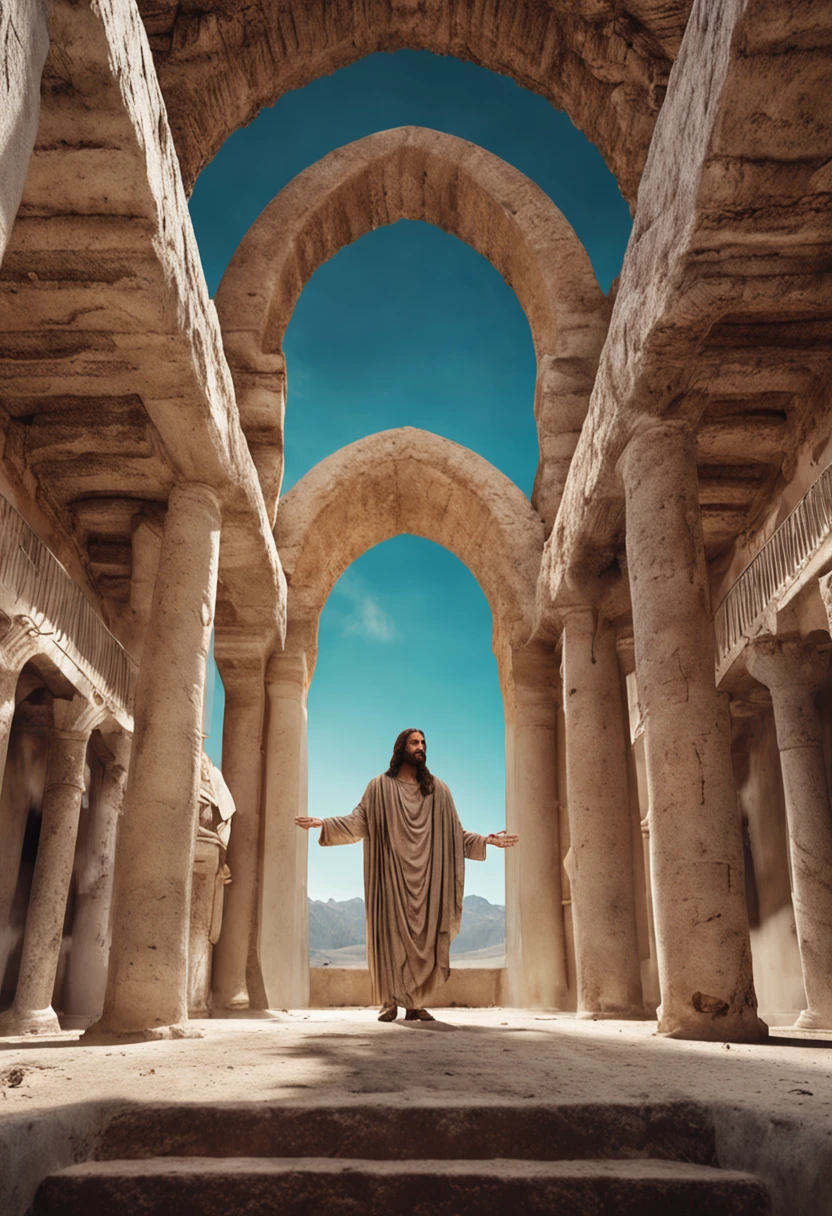 "Ultrarealistische 8k-Nahaufnahme von Jesus Christus, mit langen Haaren und Bart."