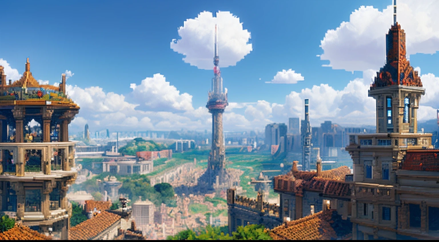pixel game,scenography,fantastical scenes,Space City,levitating, Pixel art #pixelart
