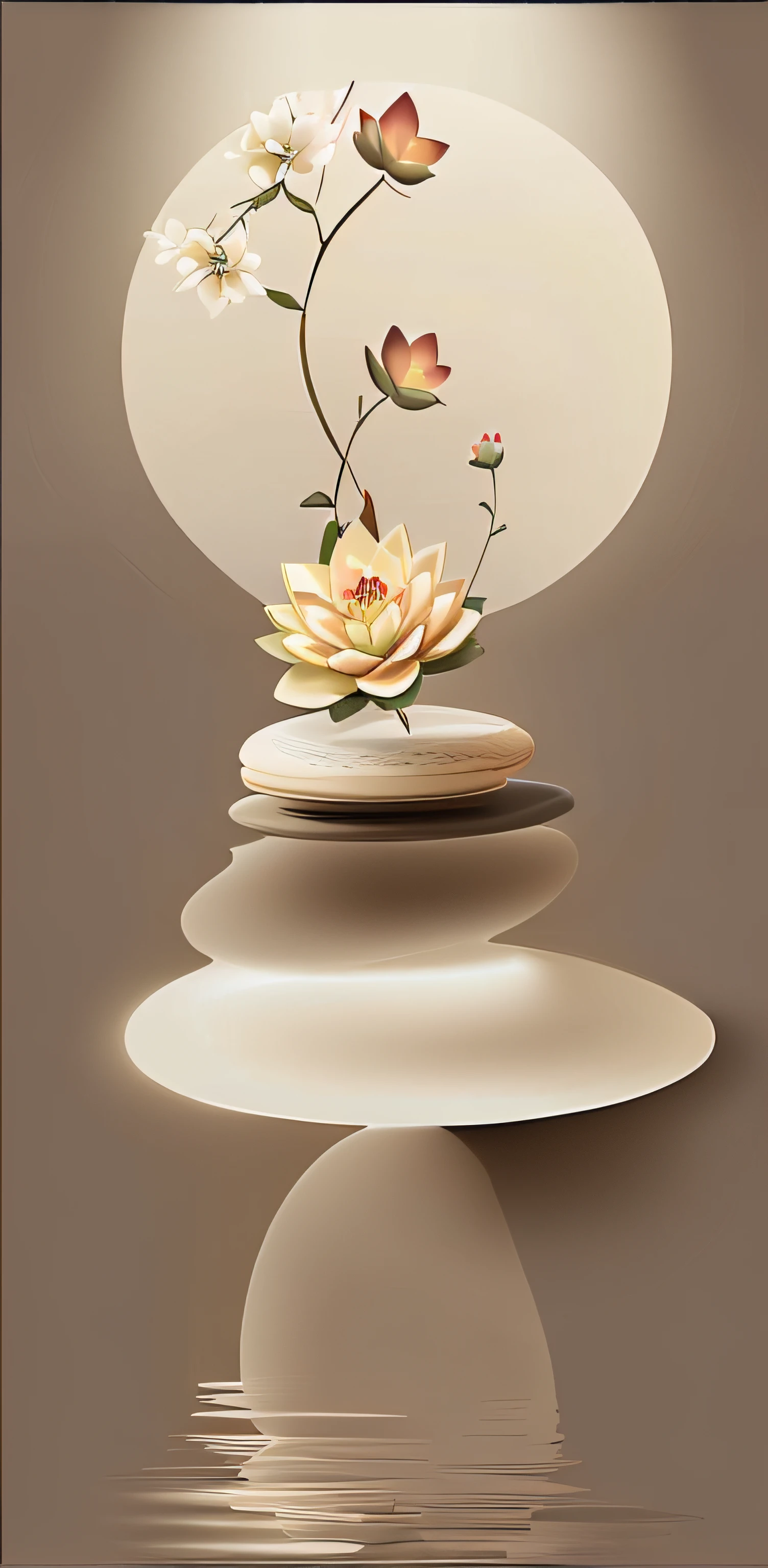 A vase filled with water with a Buddha