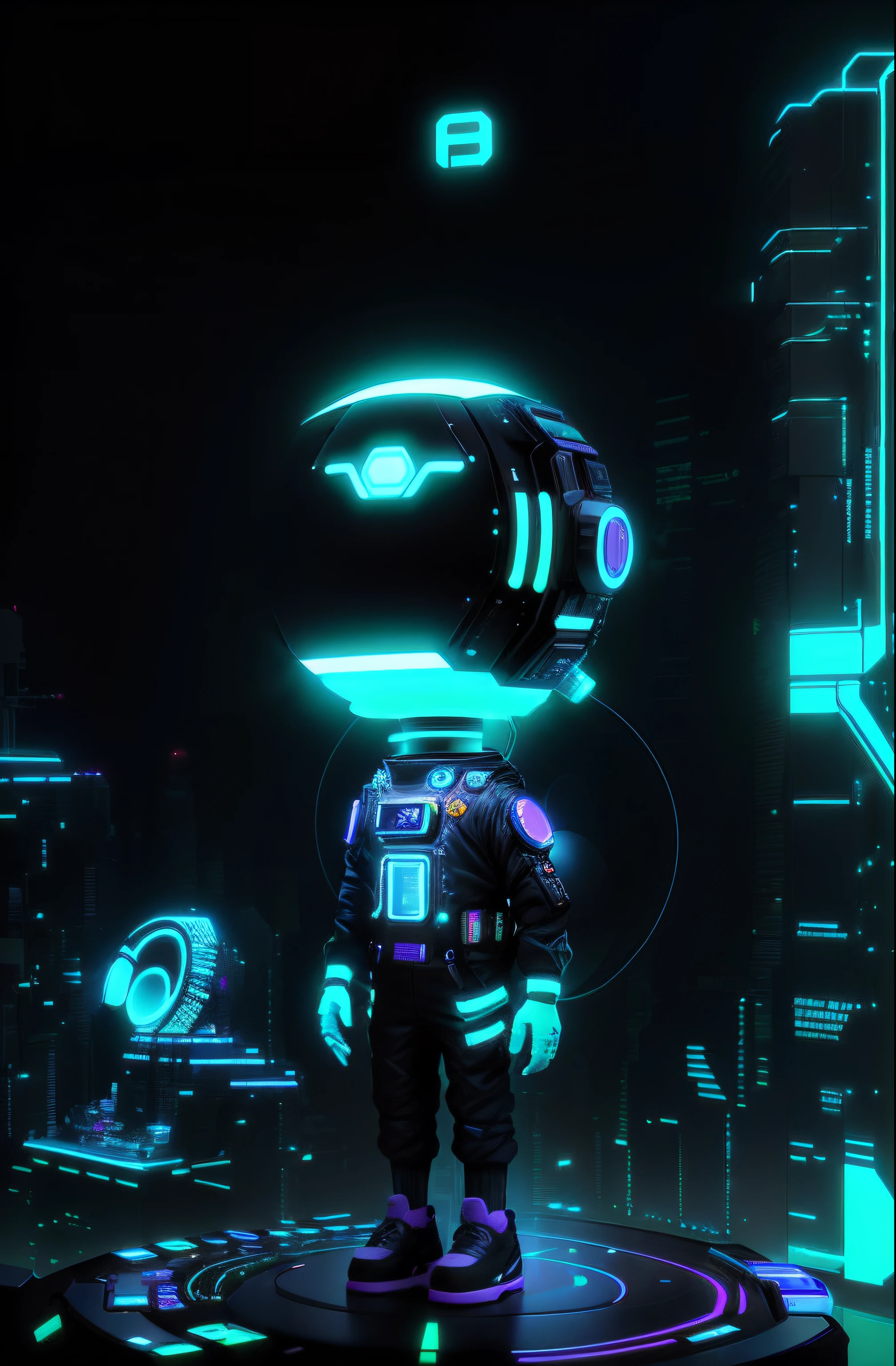 Poster for the Movie Creator Studio, Astronaut Cyberpunk Electric, 3 d render beeple, style hybrid mix of beeple, in the style of beeple, Beeple and Jeremiah Ketner, inspired by Mike "beeple" Winkelmann, metaverse concept art, arstation and beeple highly, inspired by Beeple