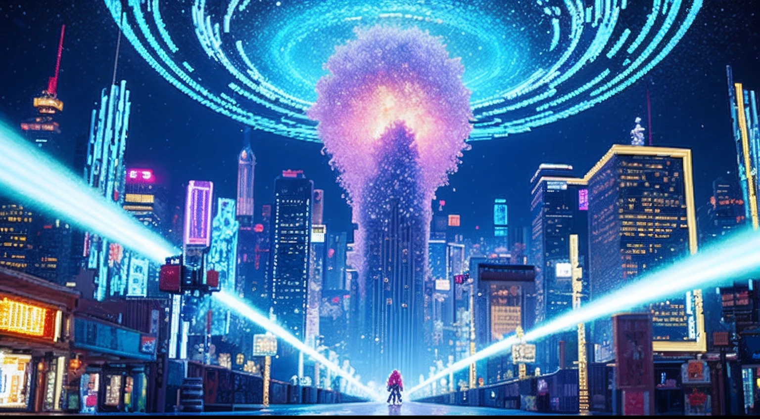 pixel game,scenography,fantastical scenes,Space City,levitating, Pixel art #pixelart