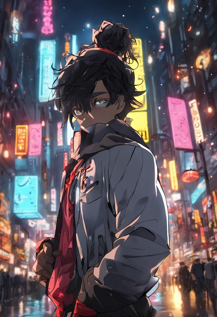 Anime, 4k full HD, tokyo, garoto de cabelo preto, olhos amarelos.