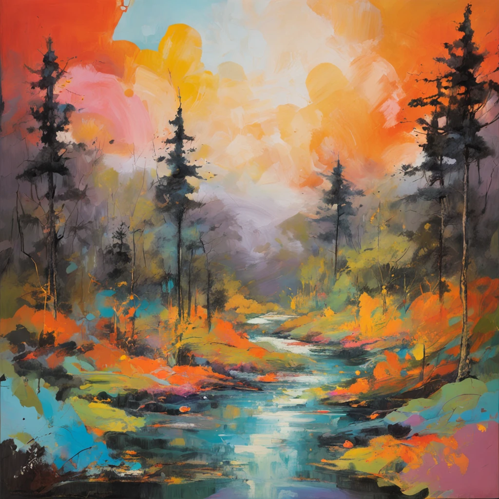 Intricate painting details of Japanese forests, By range Murata, galaxy in background, Clouds, vivd colour, High contrast, Mountain, vector line art, orange highlights, trending in pixiv, anime concept art, Stick, Mattire, high high quality, Edge to edge, Sanskrit