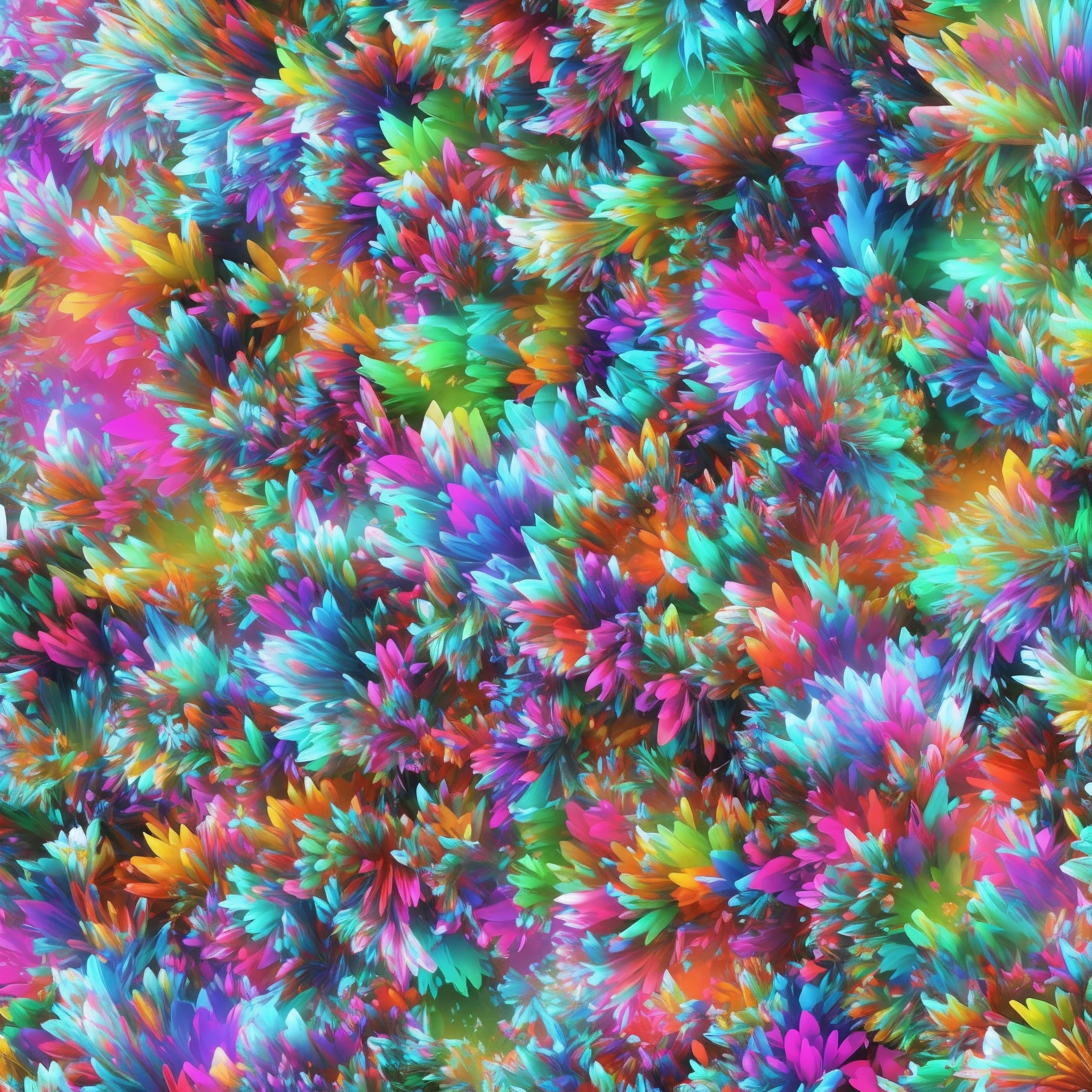 um close up de um fundo colorido de muitas flores coloridas diferentes, 1 0 2 4 cores Resumo, arte generativa altamente detalhada, arte generativa colorida, estrelas coloridas, 2 d arte generativa, small reflecting rainbow stars, glittering stars scattered about, cristais de glitter brilhantes, arte generativa, colorido brilhante, Some chaotic glows, arte digital multicolorida, cristais de glitter