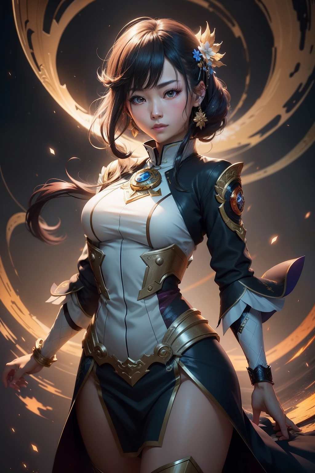 (the original god:1.3, Ayaka Kamisato:1.2)mistic,Beautiful,super high image quality,Full of movement,Fantastic CG scene,Gorgeous skill special effects,mysterious glow,Float leisurely,Charming demeanor,Ambilight,Brilliant and colorful colors,Meticulous details,Stunning light and shadow,Magnificent background,Perfect integration with the world of Genshin。