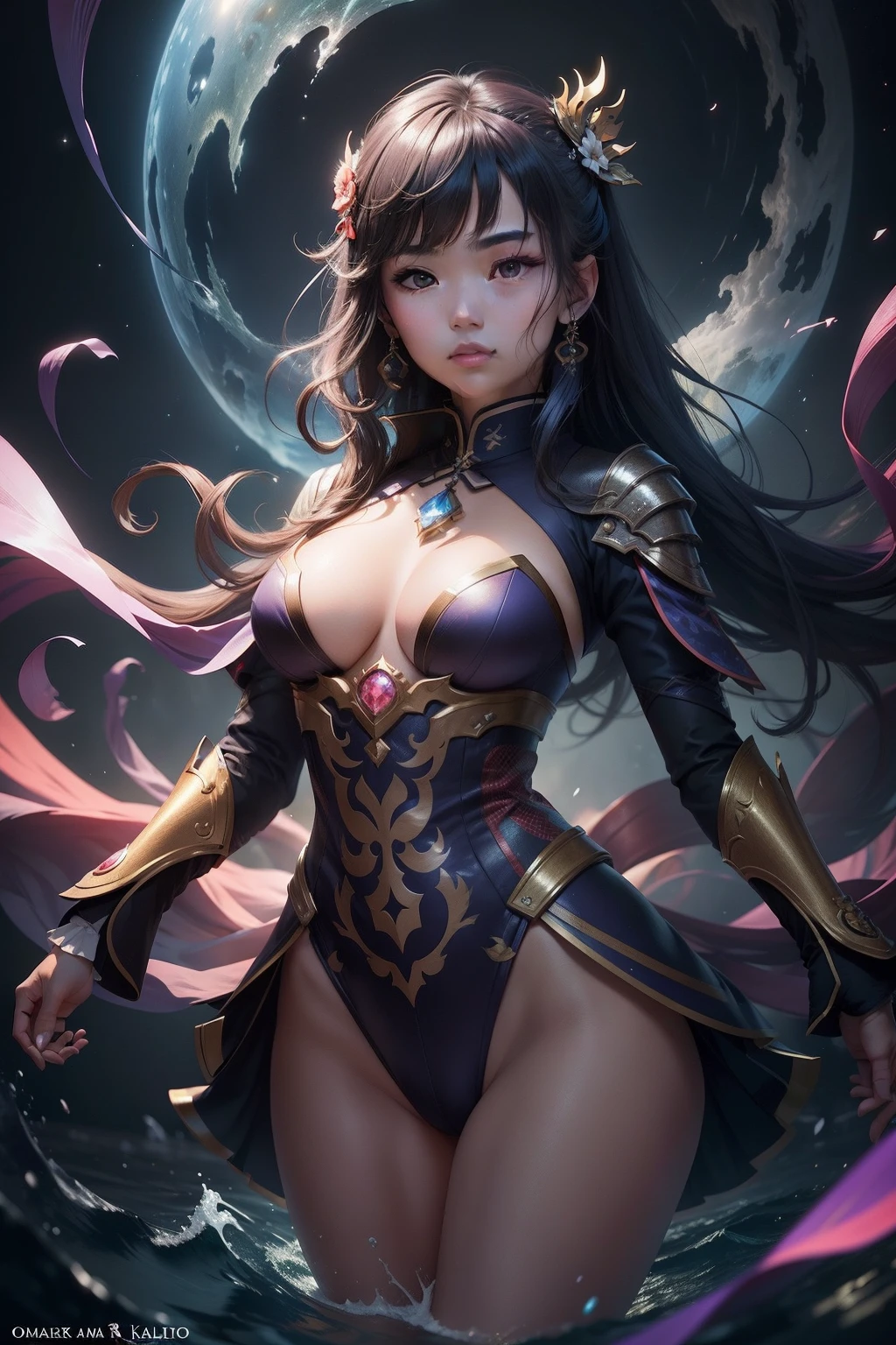 (the original god:1.3, Ayaka Kamisato:1.2)mistic,Beautiful,super high image quality,Full of movement,Fantastic CG scene,Gorgeous skill special effects,mysterious glow,Float leisurely,Charming demeanor,Ambilight,Brilliant and colorful colors,Meticulous details,Stunning light and shadow,Magnificent background,Perfect integration with the world of Genshin。