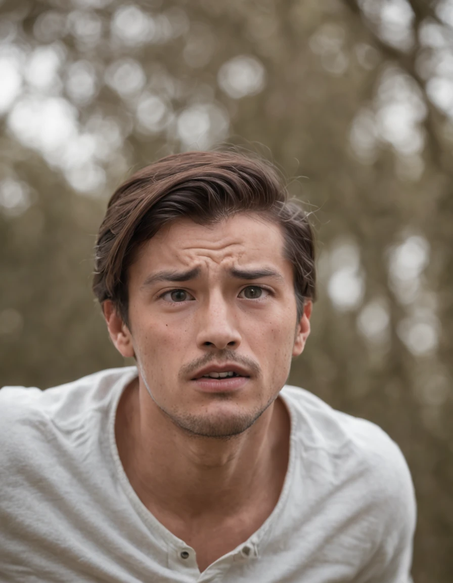 man pulling his hair desperately wide eyes shocked expression on his face