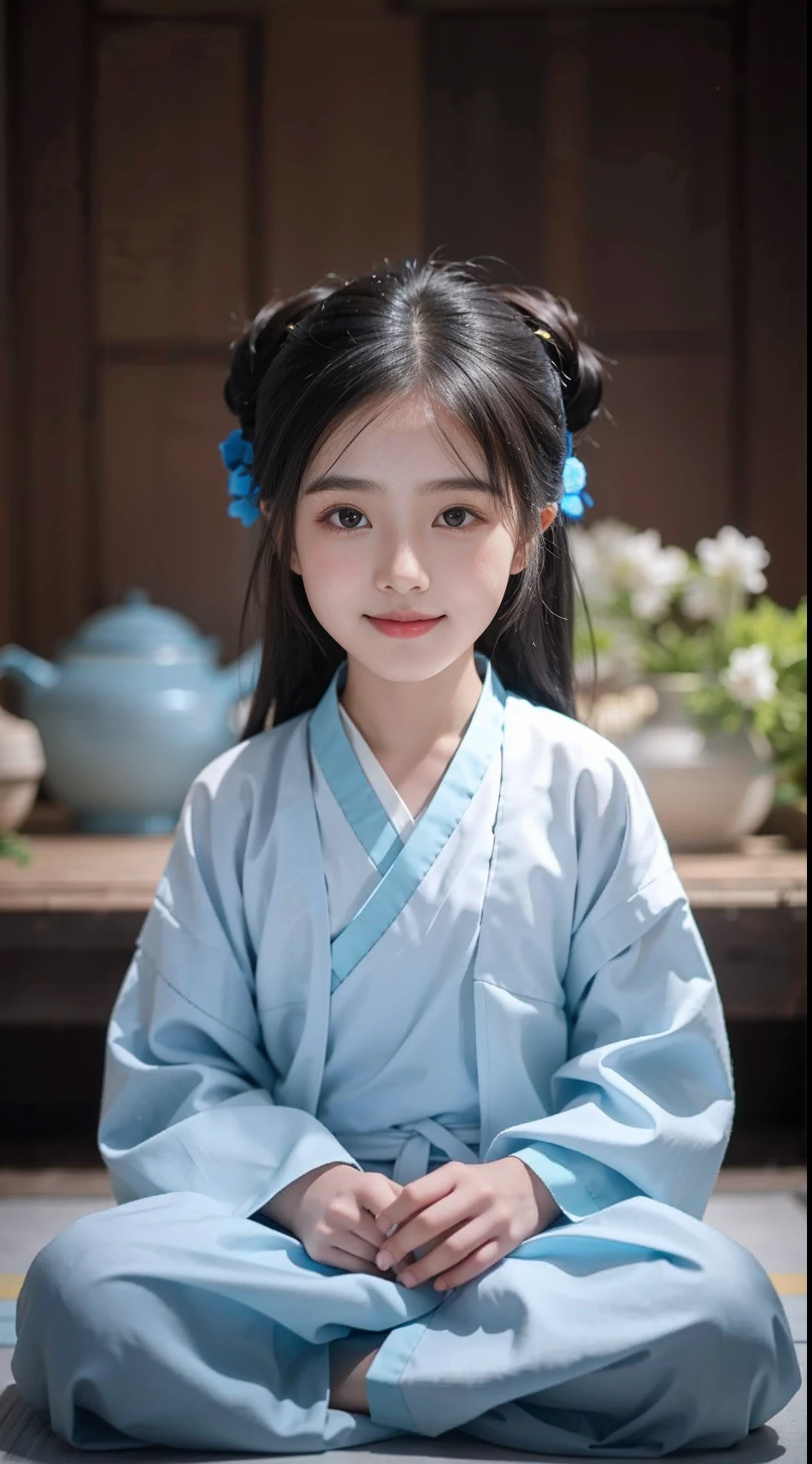 Alafeld Asian girl in blue kimono sitting on the floor, Palace , A girl in Hanfu, Chinese girl, Cute young girl, Wearing ancient Chinese clothes, Cute and lovely, cute cute, cute kawaii girls, cute beautiful, Young Asian girl, young and cute girl, little shy smile, Traditional Chinese clothing, Hanfu, Beautiful young girl, Cute girl