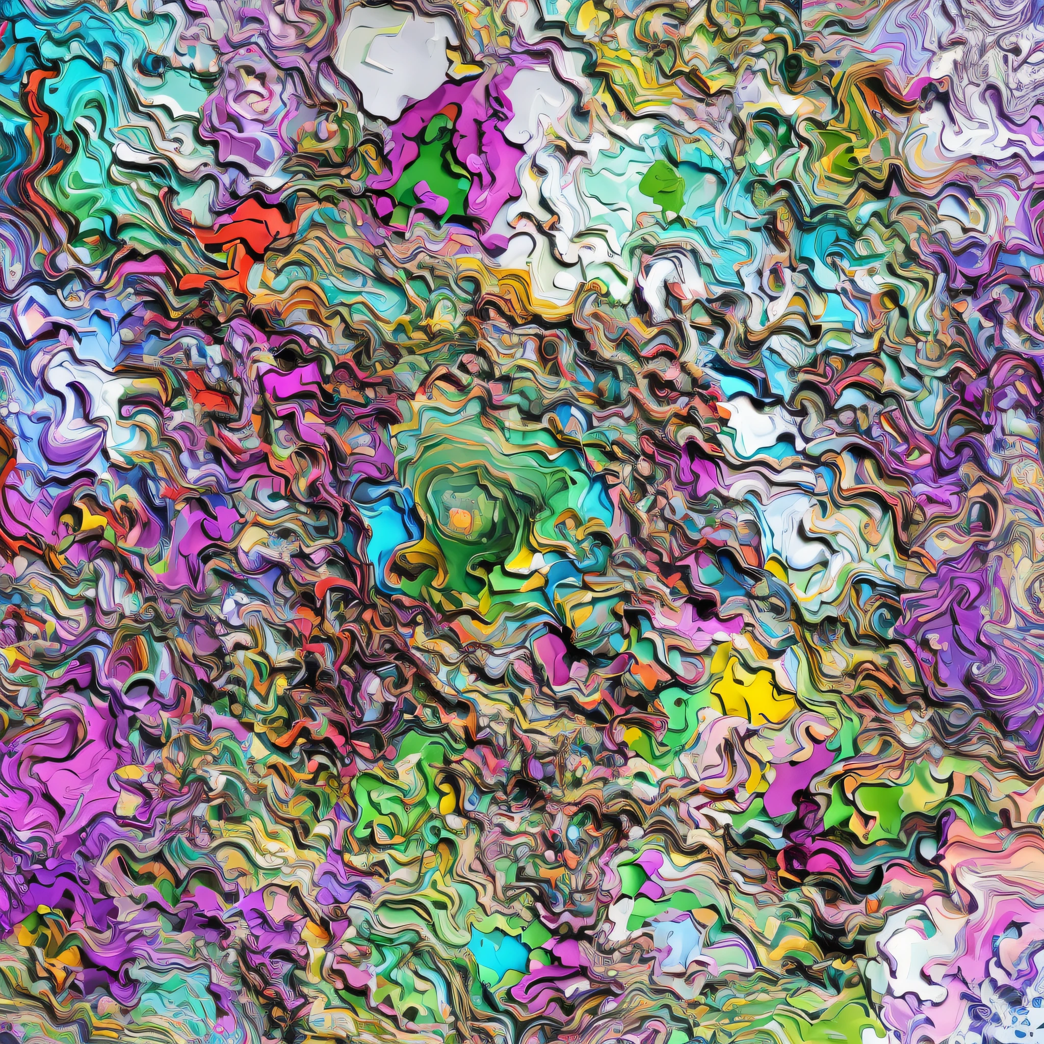 um close up de uma pintura abstrata colorida com muitas cores, arte digital vibrante, arte digital multicolorida, Arte digital aprimorada por IA, Arte digital hiper colorida, arte digital iridescente, Pictorial Digital Art, psychedelic digital art, maximalismo arte digital, peephole style poster, Arte digital abstrata, Arte digital em alta, Impressionismo abstrato, arte generativa colorida