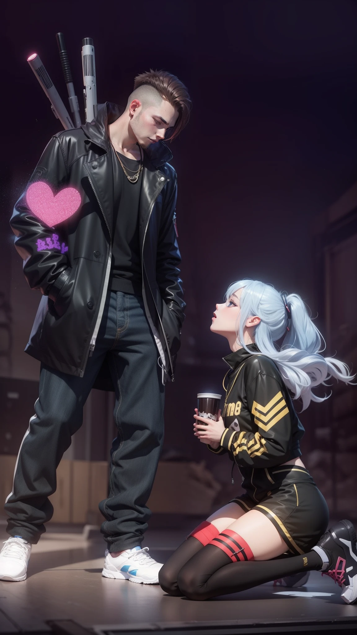 Anime,2 man, boy and girl , 8k quality,